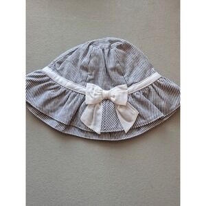 Janie and‎ Jack Baby Girl Striped Sun Hat 3 to 6 Months White Bow Accent